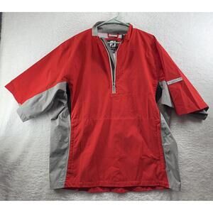 FootJoy DryJoys 1/4 Zip Golf Rain Jacket Mens Large Pullover Short Sleeve Red